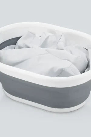 Panier à linge rétractable gris et blanc 24L Achat Immédiat